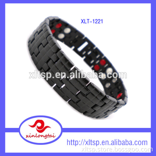Difference plating color mens stainless steel bio magnetic germanium bracelet